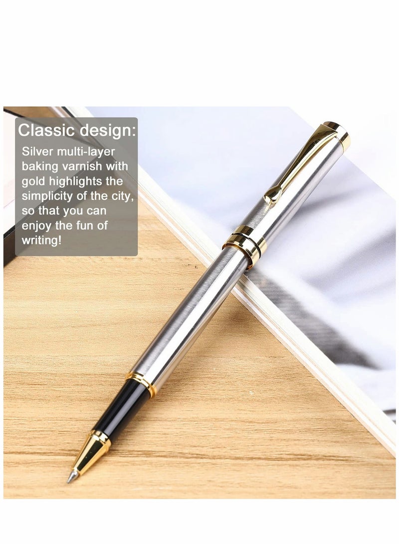 Luxury Black Ballpoint Pen Set with Chrome Trim - 0.5mm Tip, 2 Ink Refills, Elegant Gift Box for Students & Executives, Perfect for Office Use - Image 4
