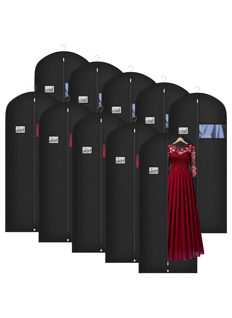 Univivi Univivi 60 Inch Lightweight Long Garment Bag for Hanging Clothes Breathable Full Zipper Gown Dress Cover Bag with Clear Window and ID Card Holder for Suits Long Dress Coats 10 Pack 
