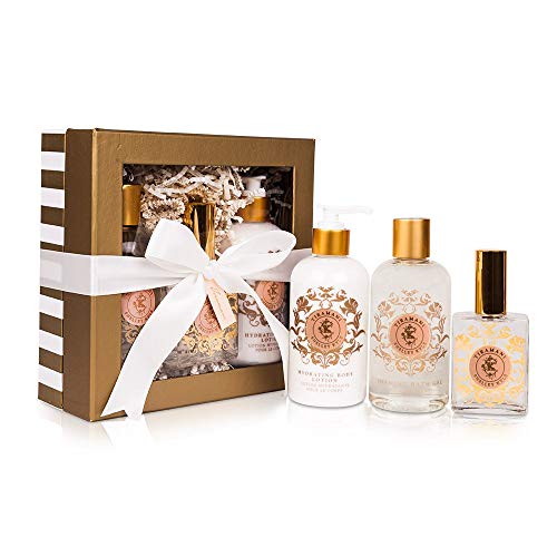 shelley kyle Tiramani Complete Gift Set, Includes Hydrating Body Lotion, Perfume, and Foaming Bath Gel, Packaged in Beautiful Cream and Gold Gift Box with Ribbon - Image 3