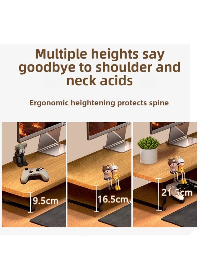 Desktop Computer Elevated Rack Monitor Bracket Office Desktop Rack Station Storage Rack Notebook Bottom Bracket-Colour:60*20 Walnut Color