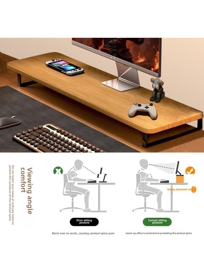 Desktop Computer Elevated Rack Monitor Bracket Office Desktop Rack Station Storage Rack Notebook Bottom Bracket-Colour:60*20 Walnut Color