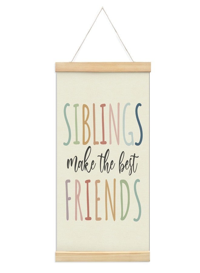 foedor Siblings Make The Best Friends,Nursery Bedroom Playroom Wall Decor Canvas Hanging Flag Banner,Kids Playroom Boho Classroom Wall Decor for Toddler Room,12x16 Inch - Image 1