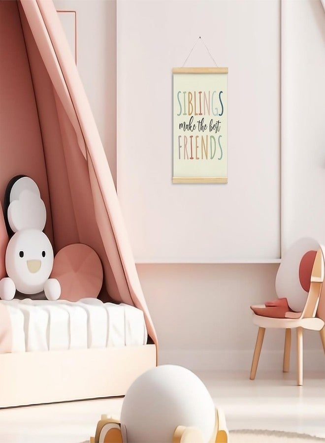 foedor Siblings Make The Best Friends,Nursery Bedroom Playroom Wall Decor Canvas Hanging Flag Banner,Kids Playroom Boho Classroom Wall Decor for Toddler Room,12x16 Inch - Image 4