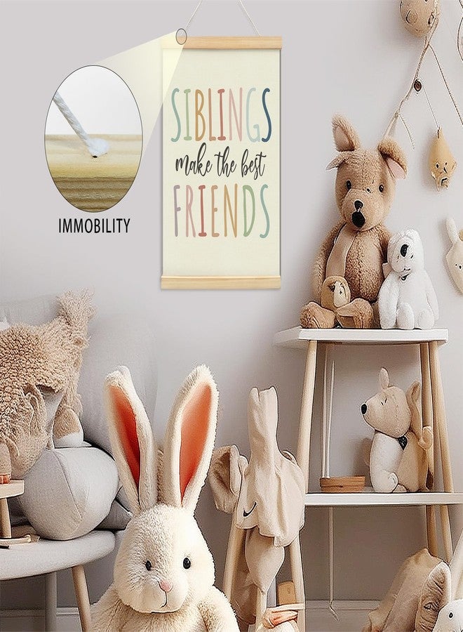 foedor Siblings Make The Best Friends,Nursery Bedroom Playroom Wall Decor Canvas Hanging Flag Banner,Kids Playroom Boho Classroom Wall Decor for Toddler Room,12x16 Inch - Image 5