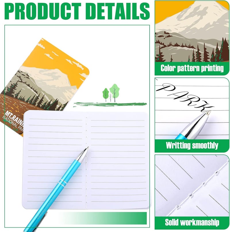 Sureio 20 Pack National Park Mini Notebook Pocket Adventure Notebook Memo Book Mountain Art Prints Small Notepad for Adventure Seekers Hikers Travellers 32 x 5 Inches10 Styles - Image 2