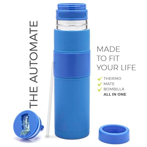 BALIBETOV - New - Stainless Steel Automate - Thermal bottle, Mate Cup and Bombilla All In One - No Need to Refill Every Time You Want to Drink (Blue) - Image 2