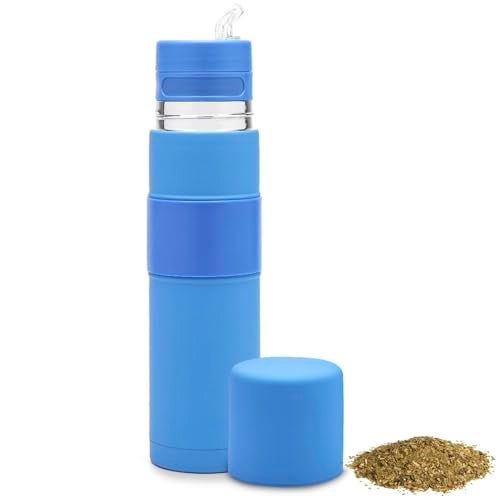 BALIBETOV - New - Stainless Steel Automate - Thermal bottle, Mate Cup and Bombilla All In One - No Need to Refill Every Time You Want to Drink (Blue) - Image 1