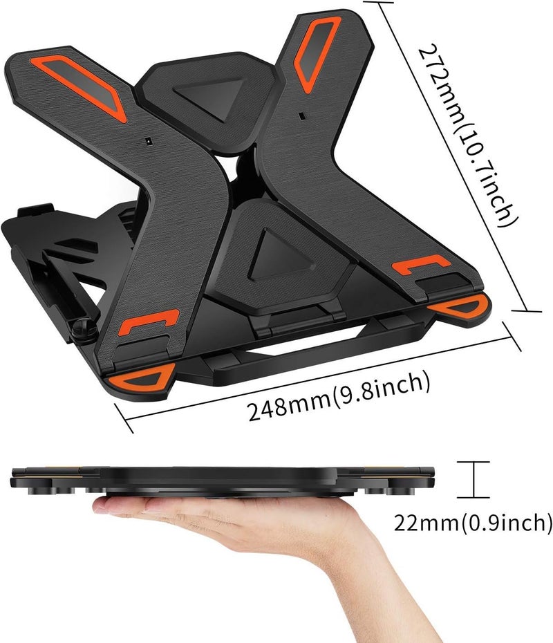KASTWAVE Adjustable Laptop Stand with Phone Holder & 360° Rotating Base - Foldable Portable Ergonomic Riser for Laptops - Image 5