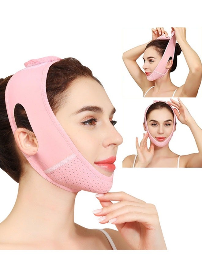 إسكدنيا Beauty Face Sculpting Sleep Mask, Reusable V Line Mask, Facial Slimming Strap, Double Chin Reducer Chin Up Mask, Face Lifting Belt V Shaped Slimming Face Mask, Ultra Thin Soft Breathable - Image 1