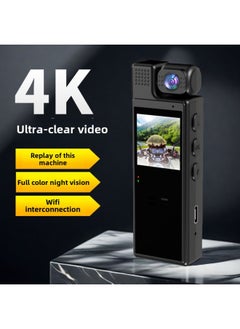 Generic Camera 4K HD Law Enforcement Motorcycle Recorder Outdoor Sports Camera Recording Pen Tape Camera DV Video Recorder-Body Color:4k Wifi Version With Screen-single Machine Without Memory  - Image 1