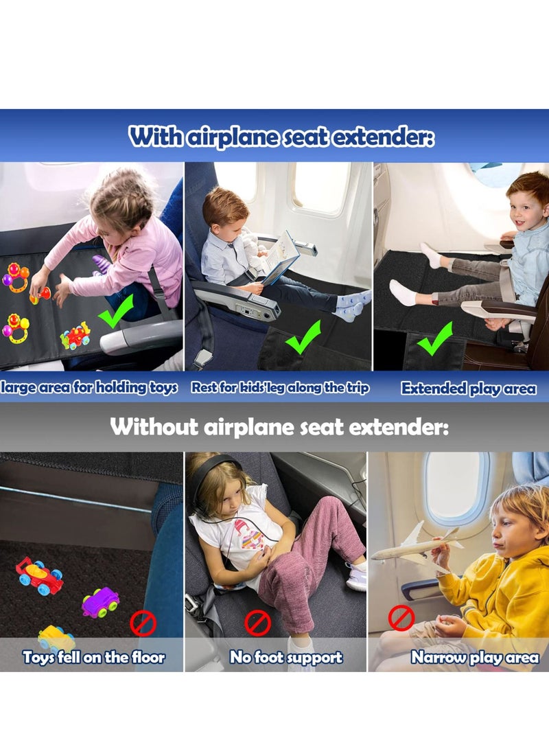 MIXDE Airplane Seat Extender for Kids, Portable Travel Airplane Footrest, Baby Airplane Bed with Side Pockets, Flying Travel Essentials with Extended Area 11×4.7 in for Leg Rest & Lie Down - Image 5