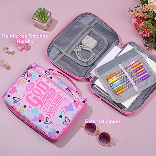 ICOSY Bible Cover Case for Women Girls Kids Bible Case Large Bible Tote Bag with Handle Bible Journaling Supplies for Kids Bible Cover for Bible Study Accessories Supplies - Image 3
