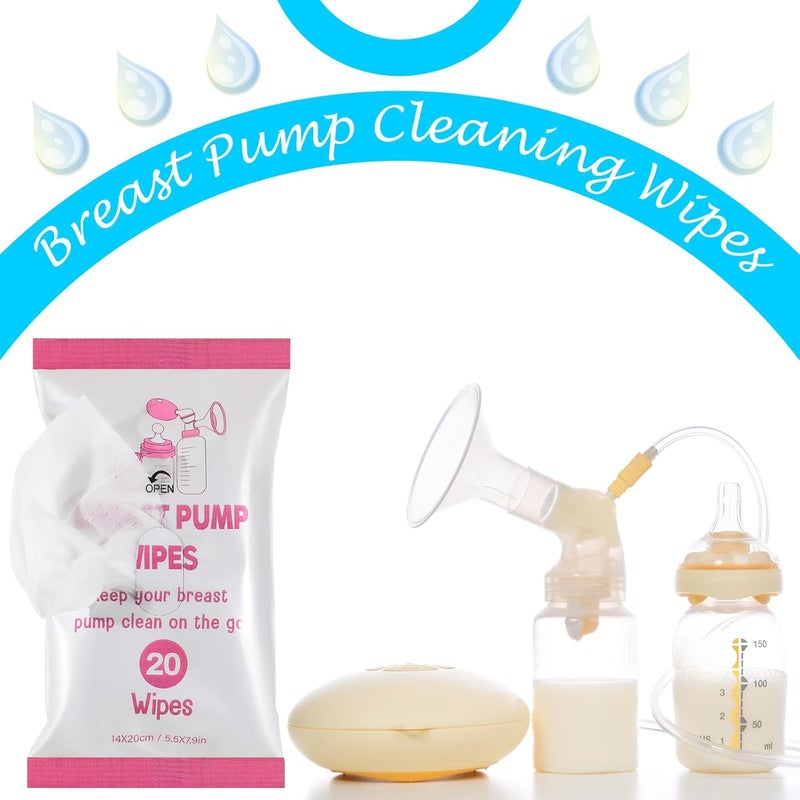 Threlaco 6 Pack 120 Count Breast Pump Wipes Quick Clean and Irritant Free Resealable Convenient Breast Pump Cleaning Wipes Hygienic Breastfeeding SuppliesPink - Image 4