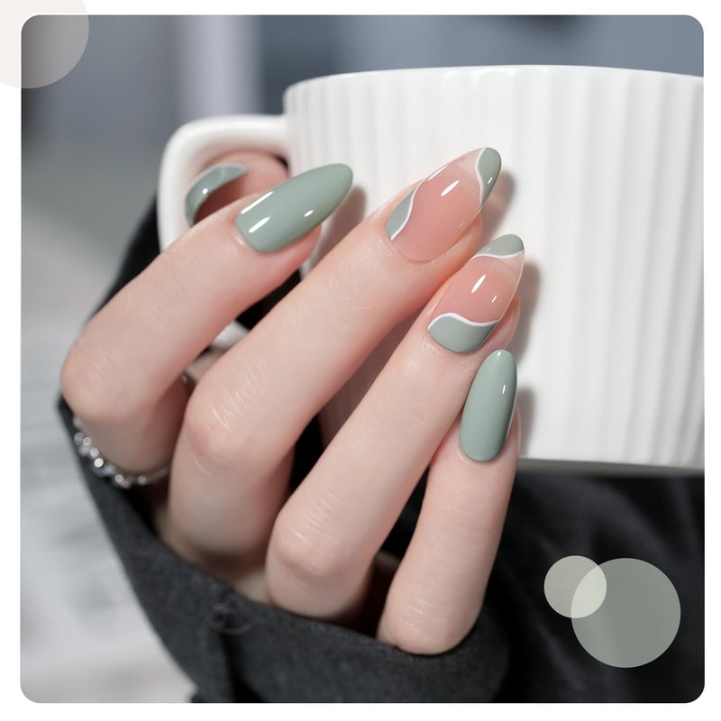 GAOY Neutral Gel Nail Polish Set, 6 Colors Blue Green Beige White, UV Light Cure Gel Polish for Salon and Nail Art DIY at Home - Image 4