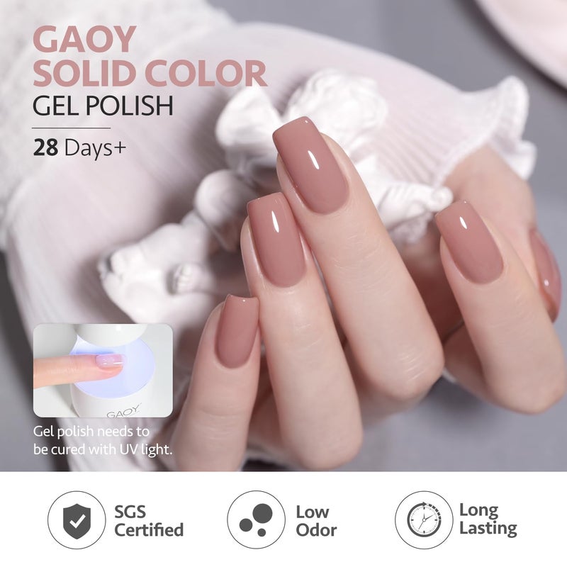 GAOY Neutral Gel Nail Polish Set, 6 Colors Blue Green Beige White, UV Light Cure Gel Polish for Salon and Nail Art DIY at Home - Image 5