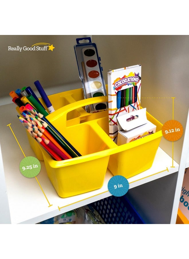 Really Good Stuff - Really Good Stuff - 163999 Four-Equal-Compartment Caddies, Set of 6, Assorted Colors - Plastic Caddy Organizers with Built-in Handles and Stackable Design, Classroom Storage Made Easy - Image 1