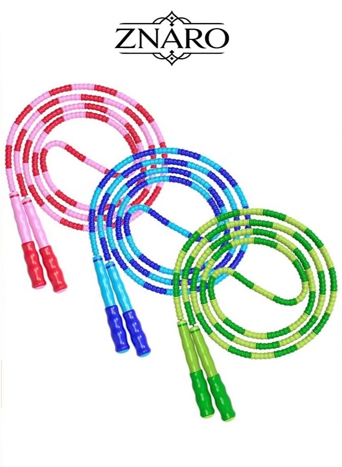 ZNARO 3 Pieces Adjustable Length Jump Rope, Tangle-Free Segmented Soft Beaded Skipping Rope, Fitness Jump Ropes for Kids Men Women Weight Loss - Image 1