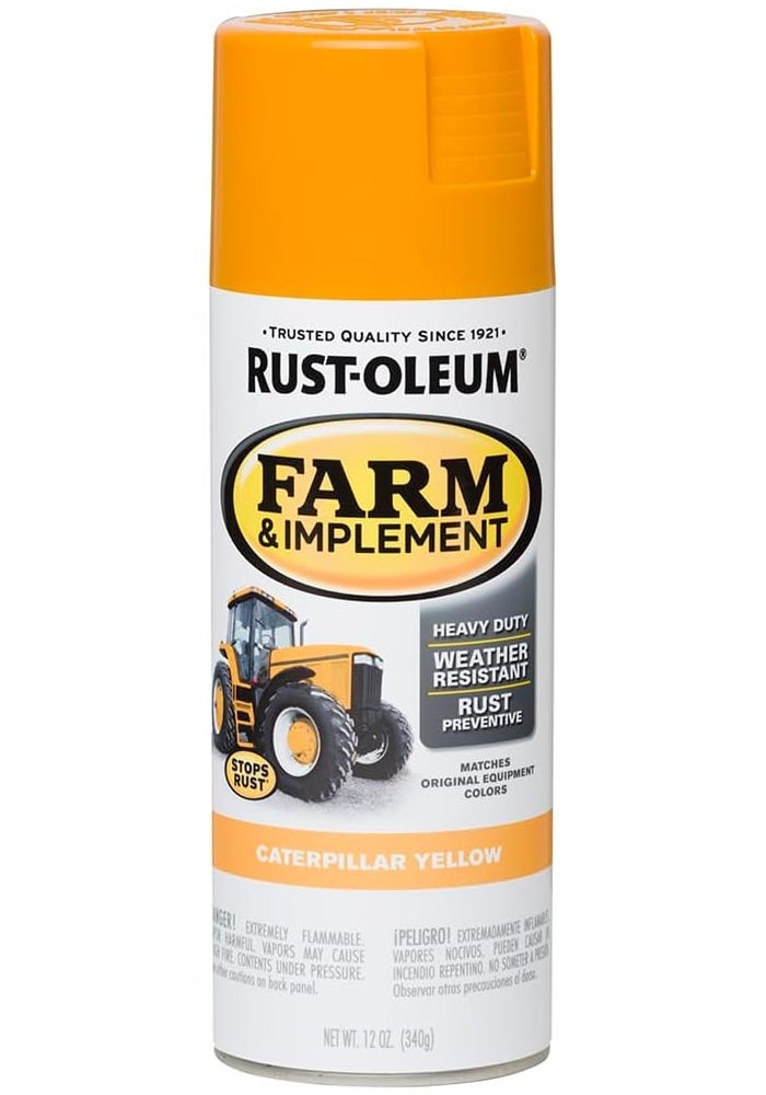 Rust-Oleum Farm and Implement Spray Paint, Caterpillar Yellow, 12 Oz - Image 1