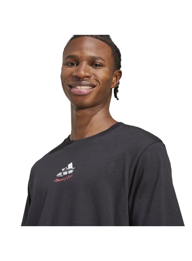 Adidas M Gallery T Black Graphic Tee (Short Sleeve) T-Shirts For Men