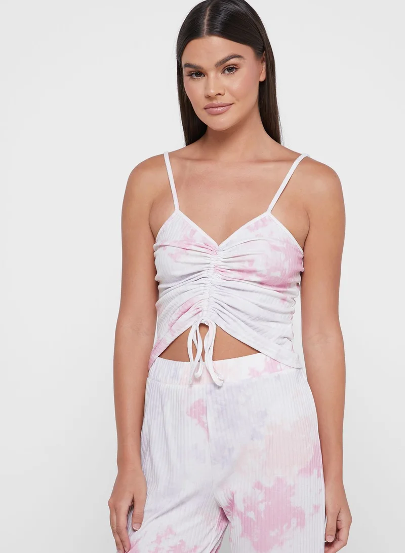 NEW LOOK Tie Dye Ruched Lounge Cami Top