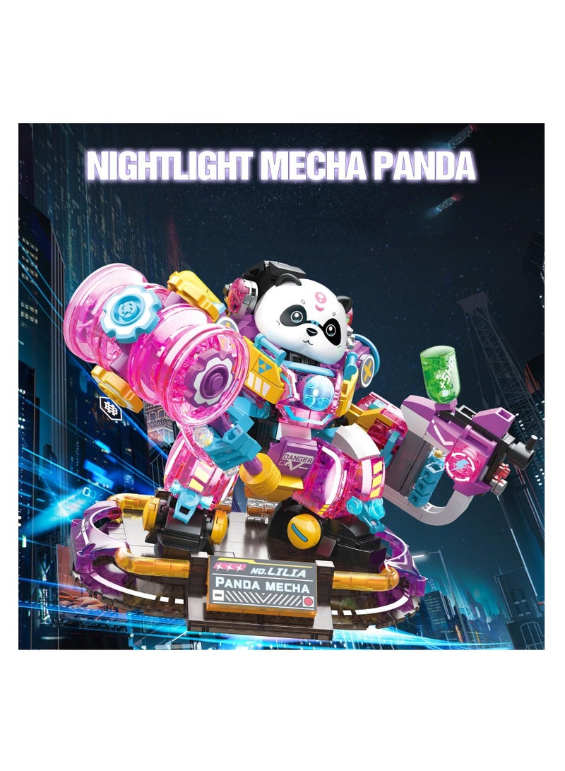 Panda Building Blocks Set, 618 pcs Luminous Friends Animals Micro Mini Mecha Building Bricks Kit, Cute Animal Figures Toy for Adults and Kids, Party Favor for Boys Girls Aged 6+ - Image 2