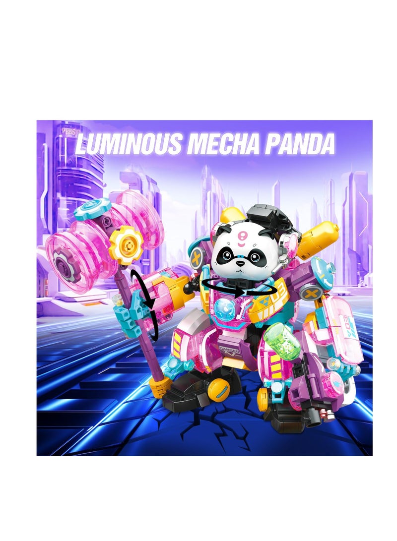 Panda Building Blocks Set, 618 pcs Luminous Friends Animals Micro Mini Mecha Building Bricks Kit, Cute Animal Figures Toy for Adults and Kids, Party Favor for Boys Girls Aged 6+ - Image 5