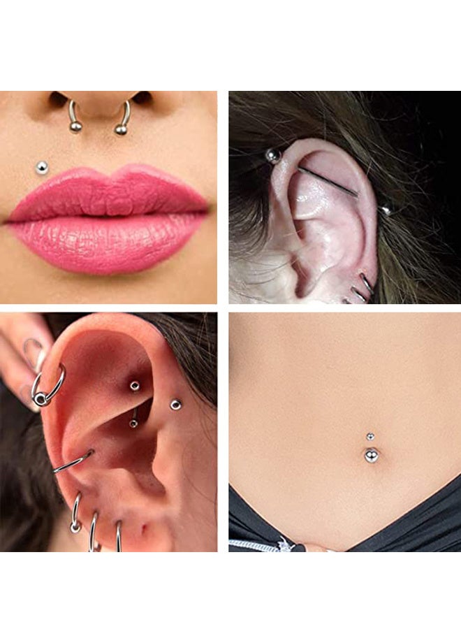 GUSGU 64PCS ثقب مجموعة الفولاذ المقاوم للصدأ 14G 16G غضروف الأذن Tragus الأنف Septum شفة اللسان دايث الحاجب خاتم زر البطن ثقب المجوهرات - Image 3