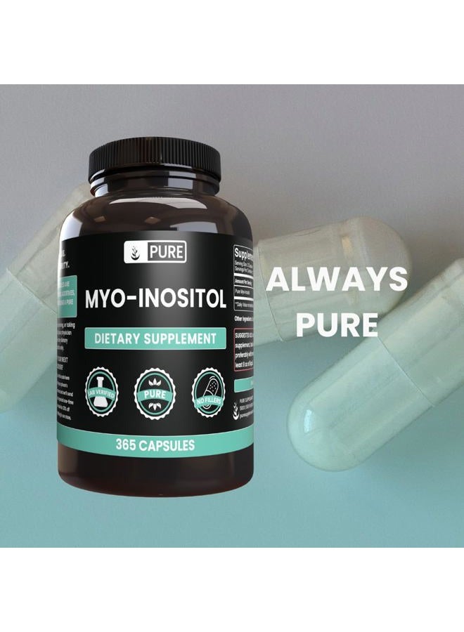 PURE ORIGINAL INGREDIENTS مكونات أصلية نقية ميو-إنوزيتول (365 كبسولة) بدون مغنيسيوم أو حشوات أرز، دائمًا نقي، مختبر موثق - Image 5