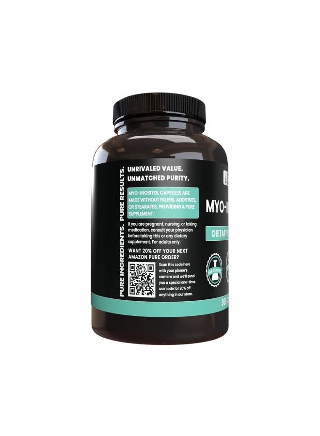 PURE ORIGINAL INGREDIENTS مكونات أصلية نقية ميو-إنوزيتول (365 كبسولة) بدون مغنيسيوم أو حشوات أرز، دائمًا نقي، مختبر موثق - Image 2