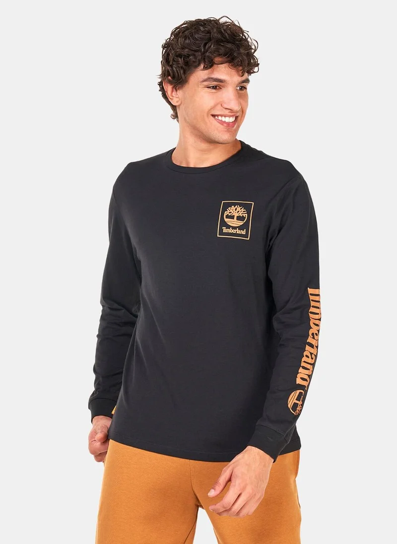 Timberland Men's Stack Logo Long Sleeve T-Shirt