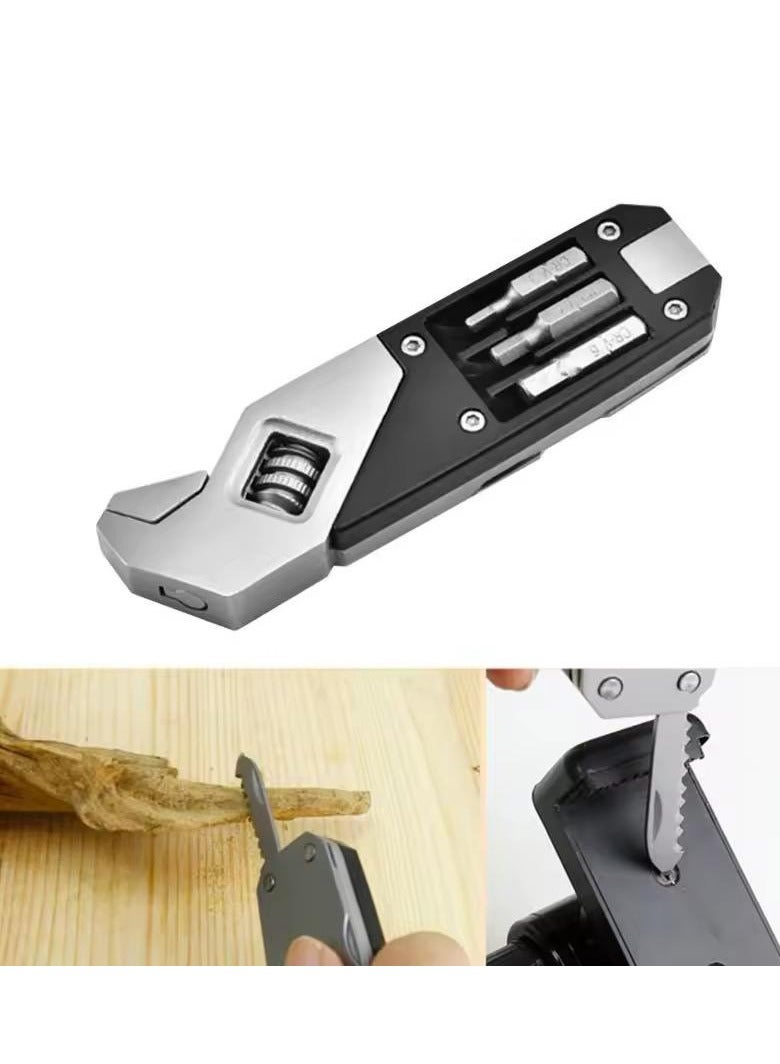 Happy Light Stainless Steel Adjustable Wrench Foldable Pocket Multi Tool Multifunctional Spanner Screwdriver Bits Kit - Image 2