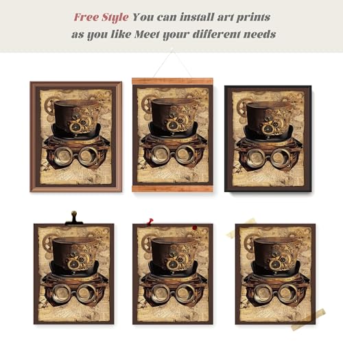 LARTSFRO Vintage Steampunk Wall Art Decor Posters Prints, Punk Room Bedroom Bathroom Dorm Wall Art Decor, Vintage Industrial Train Clock Hat Ship Posters Wall Decor for Home Office Man Cave Decor, 10x8 Inch Set of 4 Pcs Pictures (UNFRAMED) - Image 5