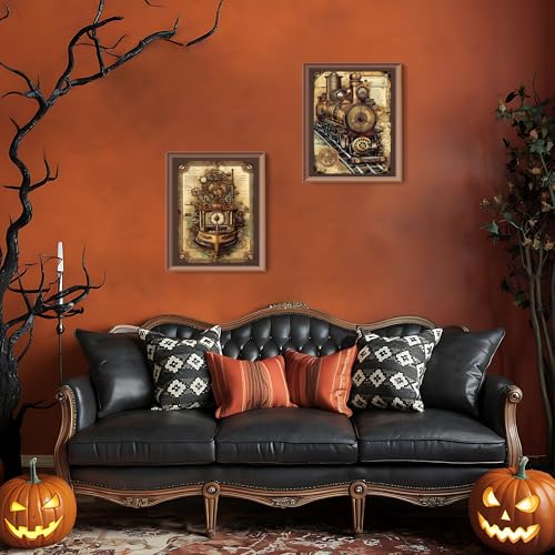 LARTSFRO Vintage Steampunk Wall Art Decor Posters Prints, Punk Room Bedroom Bathroom Dorm Wall Art Decor, Vintage Industrial Train Clock Hat Ship Posters Wall Decor for Home Office Man Cave Decor, 10x8 Inch Set of 4 Pcs Pictures (UNFRAMED) - Image 2