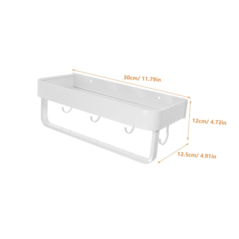 Wall Mounted Aluminum Towel Rack With Hooks Punch Design Strong Load Bearing - Image 3