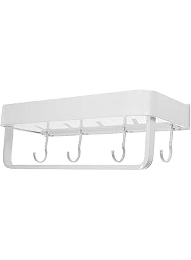 Wall Mounted Aluminum Towel Rack With Hooks Punch Design Strong Load Bearing - Image 1