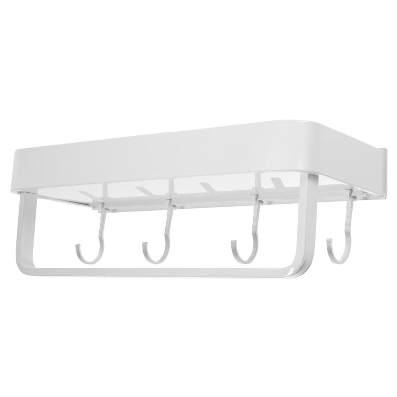 Wall Mounted Aluminum Towel Rack With Hooks Punch Design Strong Load Bearing - Image 2