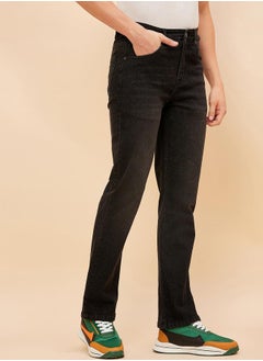 HIGH STAR Mid Rise Plain Regular Fit Jeans by Styli  - Image 3