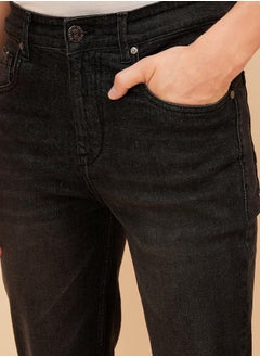 HIGH STAR Mid Rise Plain Regular Fit Jeans by Styli  - Image 5
