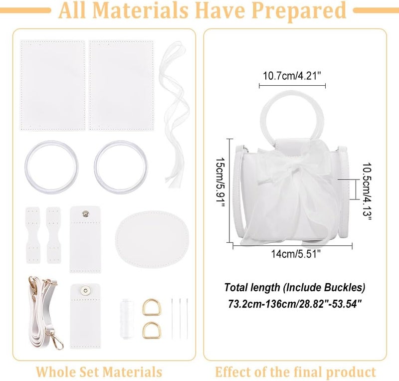 كلاراكو مجموعة أدوات صنع حقيبة دلو من جلد البولي يوريثان من Klarako، مواد صنع حقائب اليد محلية الصنع، خياطة حقيبة كروس بودي يدوية، جميع الملحقات، مجموعة خياطة حقيبة شخصية DIY، 5.5 × 4.1 × 5.9 بوصة، لون أبيض - Image 2