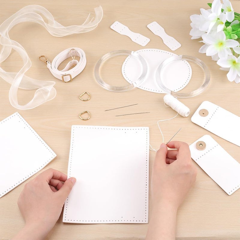 كلاراكو مجموعة أدوات صنع حقيبة دلو من جلد البولي يوريثان من Klarako، مواد صنع حقائب اليد محلية الصنع، خياطة حقيبة كروس بودي يدوية، جميع الملحقات، مجموعة خياطة حقيبة شخصية DIY، 5.5 × 4.1 × 5.9 بوصة، لون أبيض - Image 3