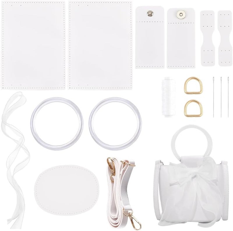 كلاراكو مجموعة أدوات صنع حقيبة دلو من جلد البولي يوريثان من Klarako، مواد صنع حقائب اليد محلية الصنع، خياطة حقيبة كروس بودي يدوية، جميع الملحقات، مجموعة خياطة حقيبة شخصية DIY، 5.5 × 4.1 × 5.9 بوصة، لون أبيض - Image 1