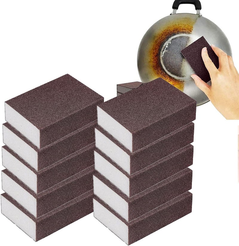klarako Nano Carborundum Sponge Nano Emery Sponges Emery Sponge Brush Emery Sponge Magic Wipe Rust Eraser Emery Sponge Brush for Pots and Pans Cleaning Tool (10PCS) - Image 1