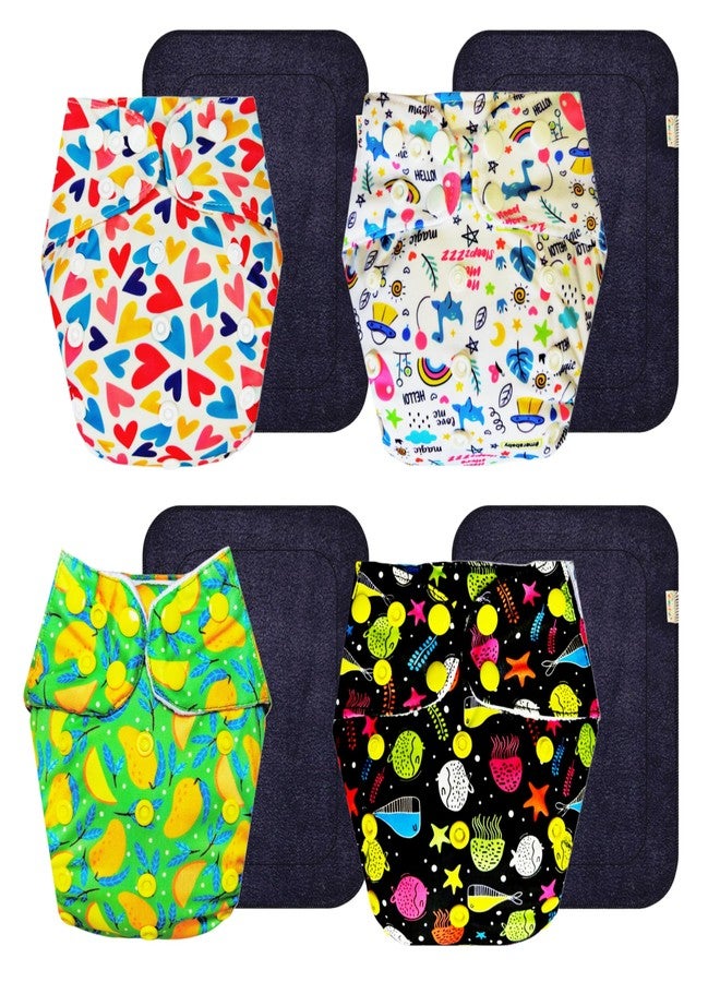 Dumbledo Premium Cloth Diaper with Gray Insert (Pack of 4) | Snug Fit | 6-Layer Absorbent Pad | Quick Dry | Designed by Moms | 3 Months - 3 Years | Unisex Baby - Image 1