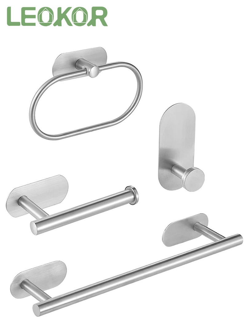 ليوكور 4 قطع من أجهزة رف مناشف الحمام، خطاف منشفة جداري من الفولاذ المقاوم للصدأ 304 - Image 1