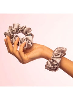 BRIGHTLY LABS Silk Hair Scrunchies - 100% Mulberry Silk Hair Ties for Elastic Ponytail Holders Prevent Frizz and Breakage - Set of 2 Scrunchies for Effortless Hair Care.  - Image 4