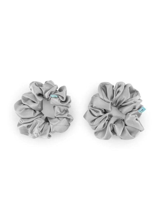 BRIGHTLY LABS Silk Hair Scrunchies - 100% Mulberry Silk Hair Ties for Elastic Ponytail Holders Prevent Frizz and Breakage - Set of 2 Scrunchies for Effortless Hair Care.  - Image 1