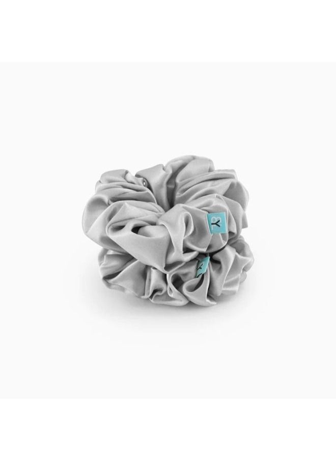 BRIGHTLY LABS Silk Hair Scrunchies - 100% Mulberry Silk Hair Ties for Elastic Ponytail Holders Prevent Frizz and Breakage - Set of 2 Scrunchies for Effortless Hair Care.  - Image 2