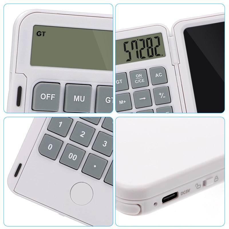 Portable LCD Writing Tablet With Rechargeable Calculator And Erasable Notepad White - Image 3