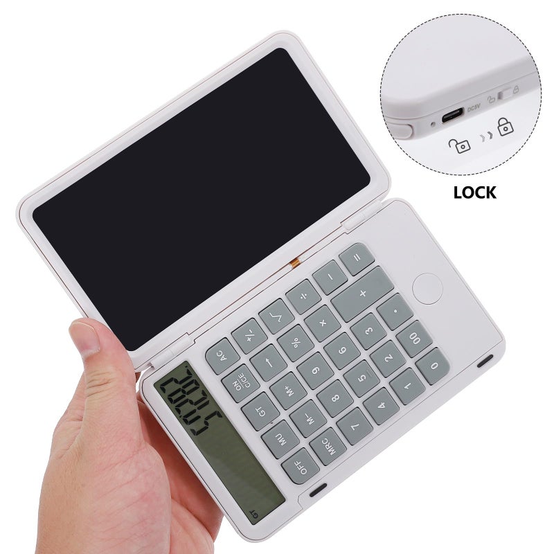 Portable LCD Writing Tablet With Rechargeable Calculator And Erasable Notepad White - Image 5