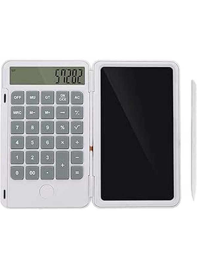 Portable LCD Writing Tablet With Rechargeable Calculator And Erasable Notepad White - Image 1